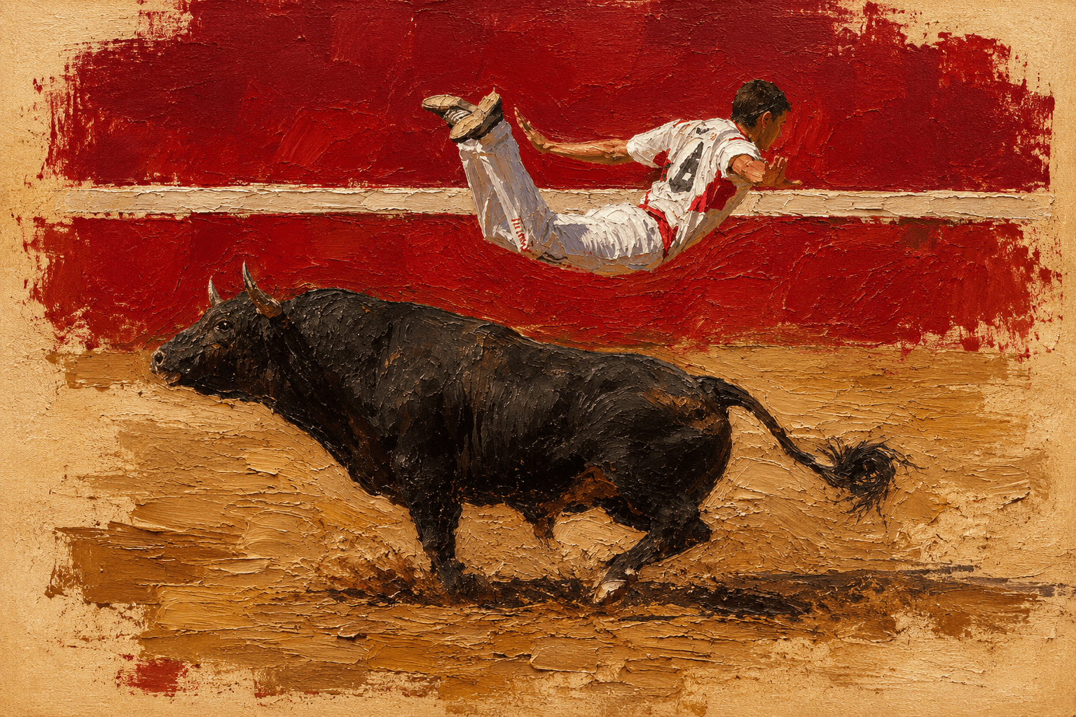 Devoto bull jumping with force
